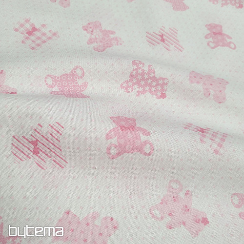 Tissu coton BABY TEDDY rose