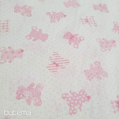 Tissu coton BABY TEDDY rose