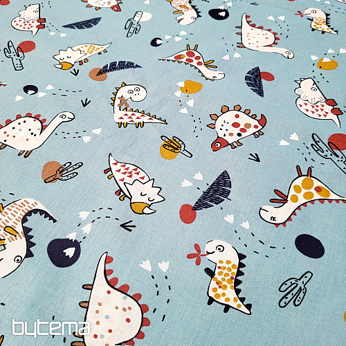 Tissu coton DINOSAURES mentholé