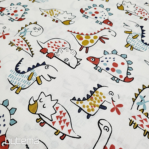 Tissu coton DINOSAURES blanc