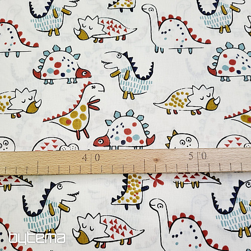 Tissu coton DINOSAURES blanc