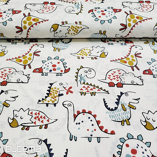 Tissu coton DINOSAURES blanc