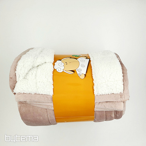 Couverture en microfibre EXTRA SOFT SHEEP cousue beige-gris