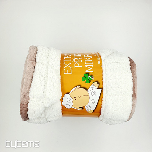 Couverture en microfibre EXTRA SOFT SHEEP cousue beige-gris