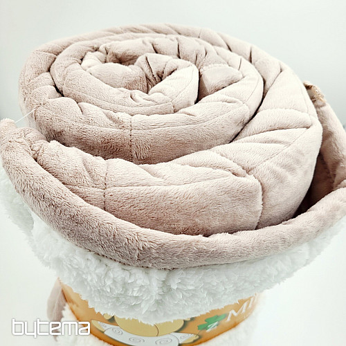 Couverture en microfibre EXTRA SOFT SHEEP cousue beige-gris