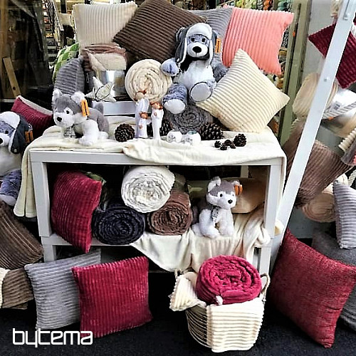 Couverture en microfibre EXTRA DOUCE en velours côtelé de mouton - noisette