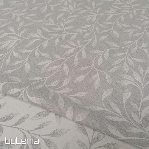 Tissu jacquard déco NIGHT LEAFS gris
