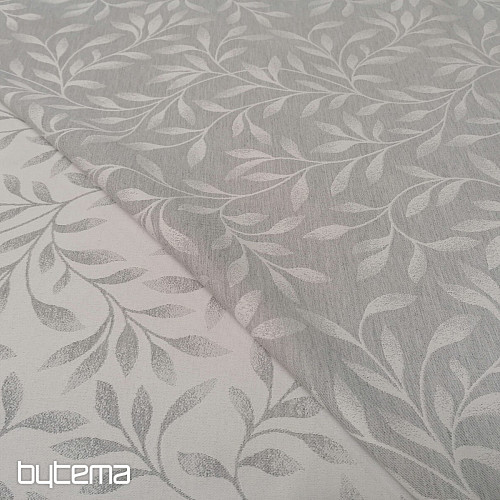Tissu jacquard déco NIGHT LEAFS gris