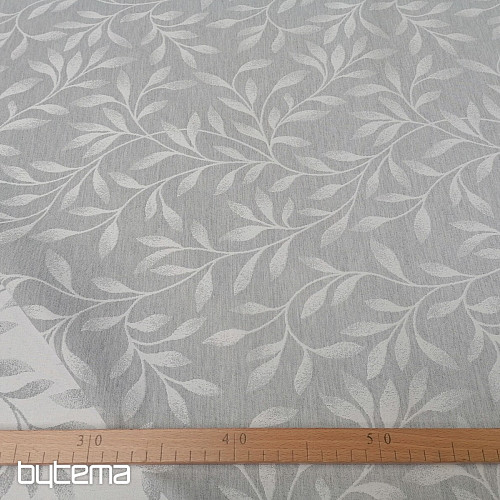 Tissu jacquard déco NIGHT LEAFS gris