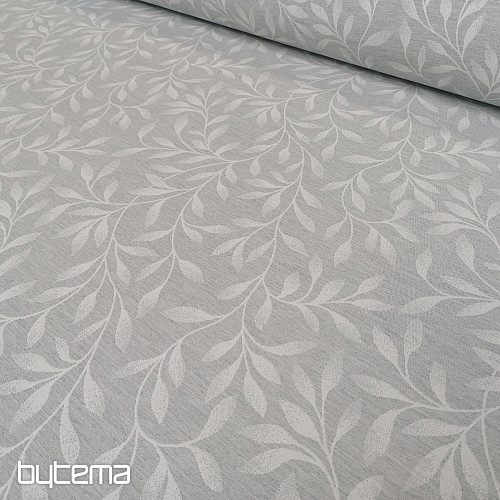 Tissu jacquard déco NIGHT LEAFS gris