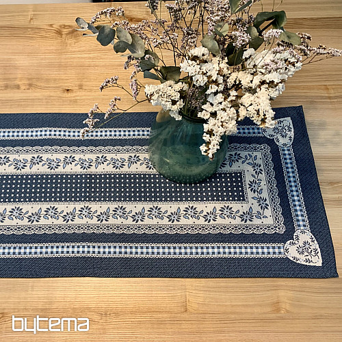 Nappe tapisserie et châle SELSKÁ JIZBA bleu