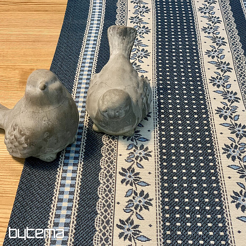 Nappe tapisserie et châle SELSKÁ JIZBA bleu