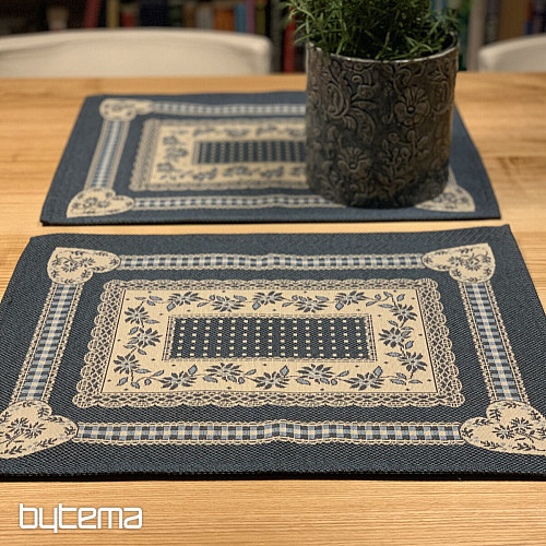 Nappe tapisserie et châle SELSKÁ JIZBA bleu