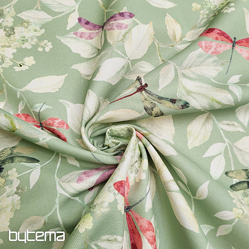 Tissu décoratif ROSETO DRAGONFLY gris-vert