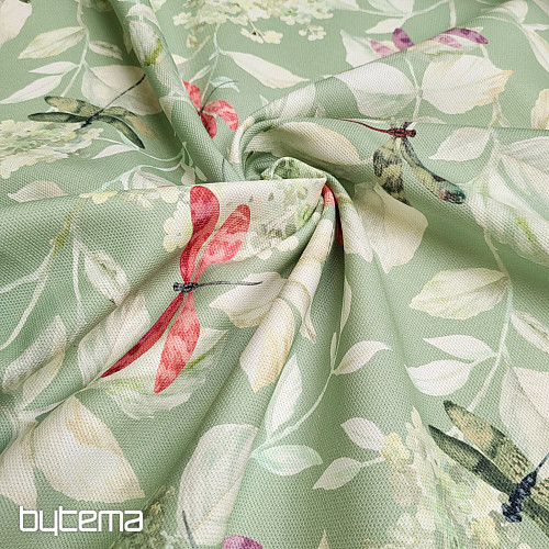 Tissu décoratif ROSETO DRAGONFLY gris-vert