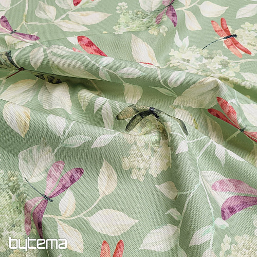Tissu décoratif ROSETO DRAGONFLY gris-vert