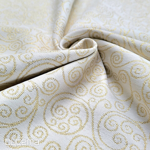 Tissu jacquard déco FLASH ornement doré