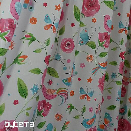 Tissu déco OISEAUX rose