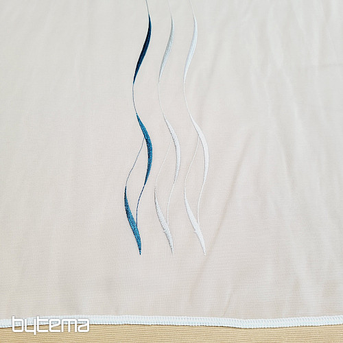 Rideau de luxe brodé blanc - foncé. turquoise GERSTER 195/0800