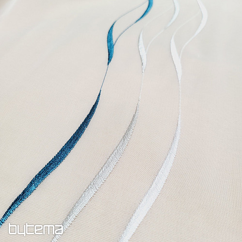 Rideau de luxe brodé blanc - foncé. turquoise GERSTER 195/0800