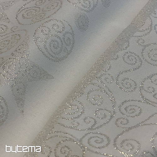 Nappe de Noël ORNEMENT argent naturel