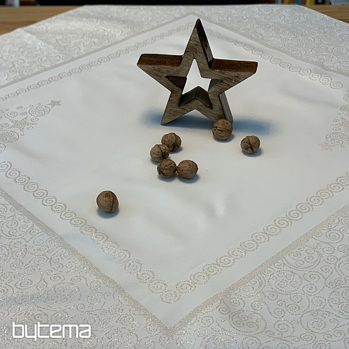 Nappe de Noël ORNEMENT argent naturel