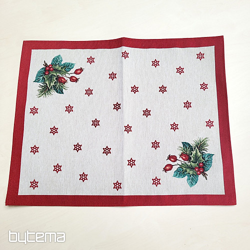Nappe et foulard tapisserie BOUGIE DE NOËL