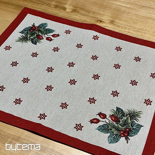 Nappe et foulard tapisserie BOUGIE DE NOËL