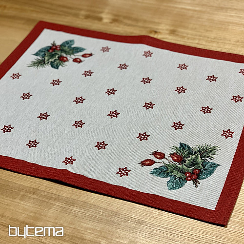 Nappe et foulard tapisserie BOUGIE DE NOËL