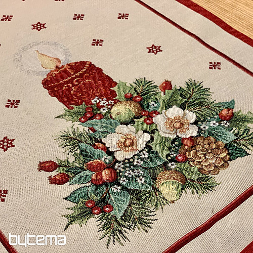 Nappe et foulard tapisserie BOUGIE DE NOËL