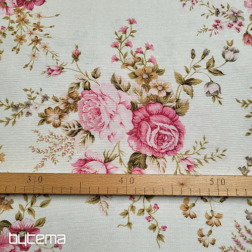 Tissu décoratif ROSE RAKEL crème