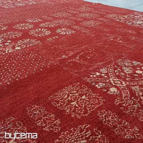 Tapis de luxe en laine DJOBIE PATCH rouge