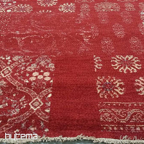 Tapis de luxe en laine DJOBIE PATCH rouge