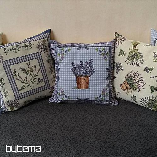 Housse de coussin tapisserie COEUR DE LAVANDE