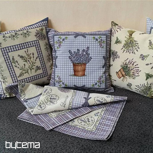 Housse de coussin tapisserie COEUR DE LAVANDE