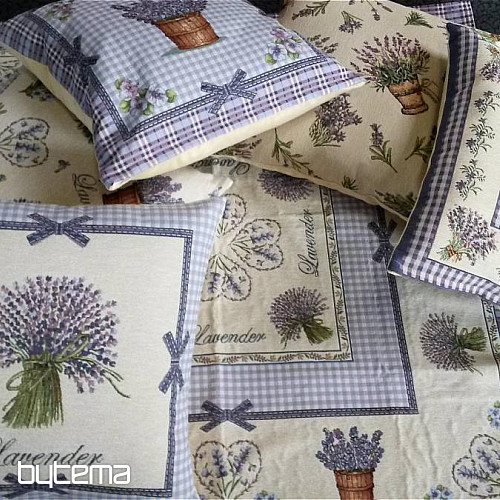 Housse de coussin tapisserie COEUR DE LAVANDE