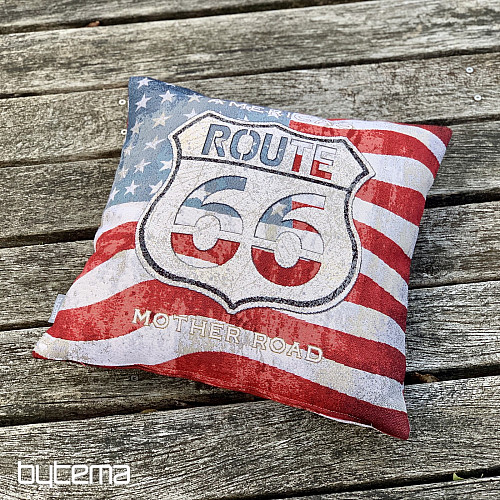Housse de coussin tapisserie ROUTE 66