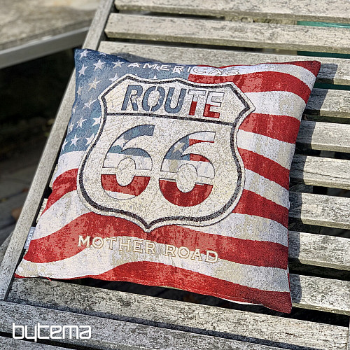 Housse de coussin tapisserie ROUTE 66
