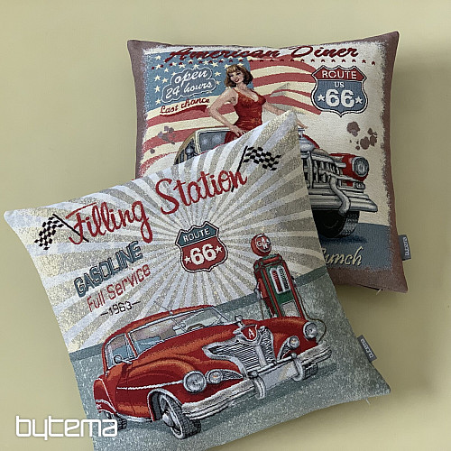 Housse de coussin tapisserie AMERICAN DINER ROUTE 66