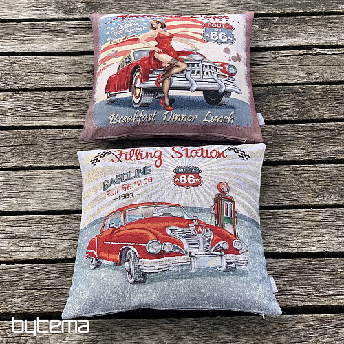 Housse de coussin tapisserie AMERICAN DINER ROUTE 66