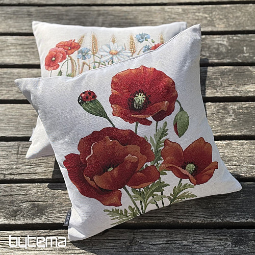 Housse de coussin tapisserie COQUELICOTS