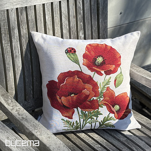 Housse de coussin tapisserie COQUELICOTS