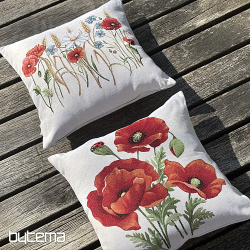 Housse de coussin tapisserie COQUELICOTS
