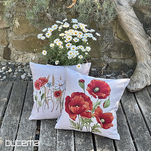 Housse de coussin tapisserie COQUELICOTS