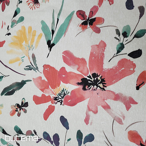 Tissu déco ALENA fleurs rouges