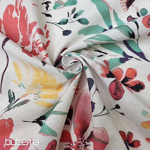 Tissu déco ALENA fleurs rouges