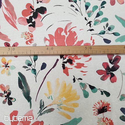 Tissu déco ALENA fleurs rouges
