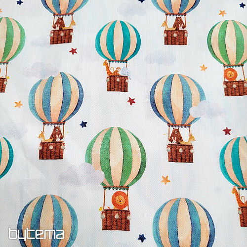 Satin de coton pour enfants, impression numérique FLYING BALLOONS
