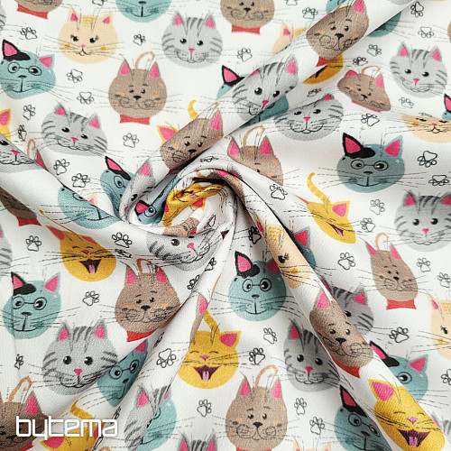 Satin de coton pour enfants, imprimé numérique CHATS