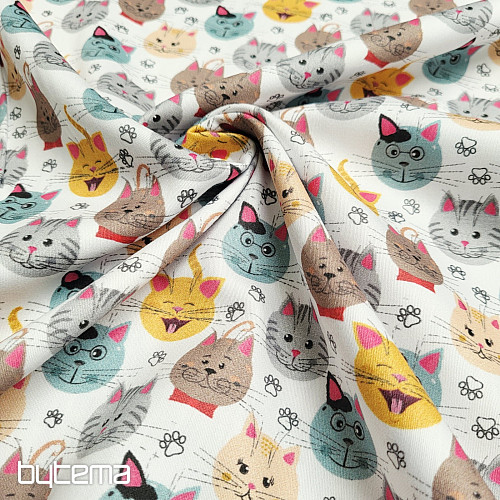 Satin de coton pour enfants, imprimé numérique CHATS